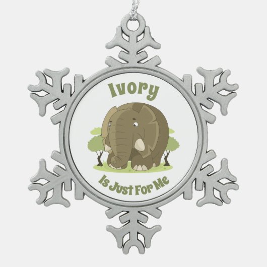 アイボリーは私のためだけのスノーフレークのフレームオーナメント スノーフレークピューターオーナメント (正面)