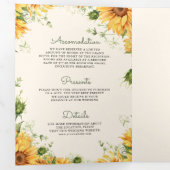 アイボリーひまわりメイソンジャーQRコー結婚ド 三つ折り招待状 (内部最初)