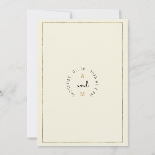 アイボリーよくはしゃぐユニーク金ゴールド結婚書道 招待状 (裏面)