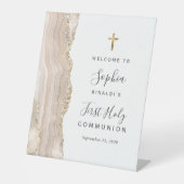 アイボリーアガテ金ゴールド初の聖餐式へようこそ 台座サイン (正面)