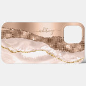 アイボリーアゲモダンート&バラ金ゴールドグリッターモノグラム Case-Mate iPhoneケース (裏面 (横))