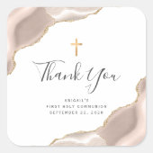 アイボリーアゲート金ゴールドグリッターファーストホーリーコミュニオン スクエアシール (正面)