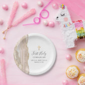 アイボリーアゲート金ゴールドグリッターファーストホーリーコミュニオン ペーパープレート (パーティー)