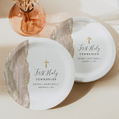 アイボリーアゲート金ゴールドグリッターファーストホーリーコミュニオン ペーパープレート