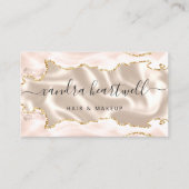 アイボリーアゲート金ゴールドグリッターラグジュアリー 名刺 (正面)