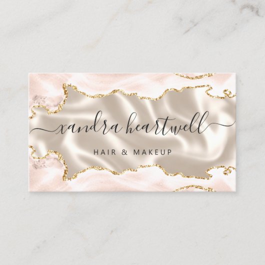 アイボリーアゲート金ゴールドグリッターラグジュアリー 名刺 (正面)