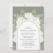 アイボリーアンドセージエレガントアーチフローラズ 招待状 (正面)