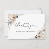 アイボリーアンドブルーボホフローラブライダルシャワーフラット サンキューカード (正面)