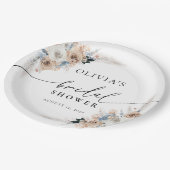 アイボリーアンドブルーボホフローラブライダルシャワー ペーパープレート (アングル)
