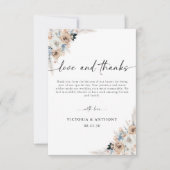 アイボリーアンドブルーボホフローラ結婚ズサンキューカード サンキューカード (正面)