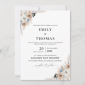 アイボリーアンドブルーボホフローラ結婚式招待状 招待状 (正面)