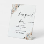アイボリーアンドブルーボホブライダルシャワーブーケバー標識 台座サイン (正面)