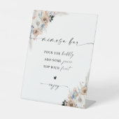 アイボリーアンドブルーボホブライダルシャワーミモザバー標識 台座サイン (正面)