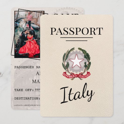 アイボリーイタリア旅券 セーブザデート (正面/裏面)