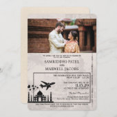 アイボリーインドパスポート結婚式招待状 招待状 (正面/裏面)