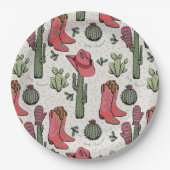 アイボリーウェスタンクリスマス女性のカーボーイブーツハウディクリスマス ペーパープレート (正面)