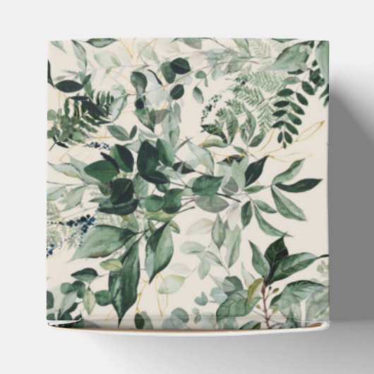 アイボリーウォーターカラーグリーナリーブライダルシャワー フェイバーボックス (上部)