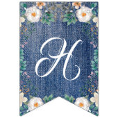 アイボリーウォーターカラーフローラヴィンテージジャンジャケットシック バンティングフラッグ (第1の旗)