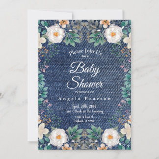 アイボリーウォーターカラーフローラヴィンテージジャンジャケットシック 招待状