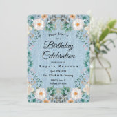 アイボリーウォーターカラーフローラヴィンテージジャンジャケットシック 招待状 (スタンド正面)