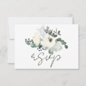 アイボリーウォーター素朴フローラセージ結婚グリーン 出欠カード (裏面)