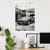 アイボリーウルフクロマ | ウルフと車 ポスター (ホームオフィス)