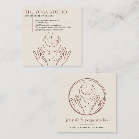 アイボリーエネル与えギーハンズムーンスピリチュアル星 スクエア名刺 (正面/裏面)