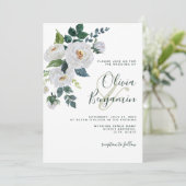 アイボリーエメラルドグリーンホワイトフローラエレガントウェディング 招待状 (スタンド正面)