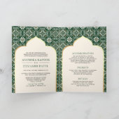 アイボリーエメラルドパターン全て一インディアン結婚 招待状 (内部)