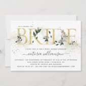 アイボリーエメラルド金ゴールドマグノリアフローラブライダルシャワー 招待状 (正面)