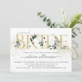 アイボリーエメラルド金ゴールドマグノリアフローラブライダルシャワー 招待状 (スタンド正面)