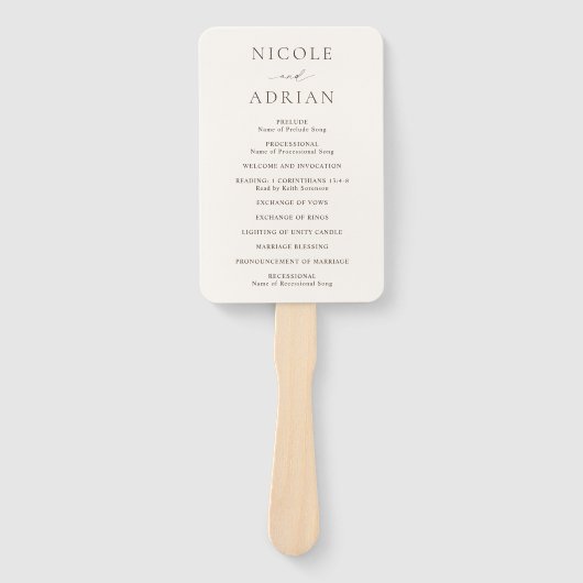 アイボリーエレガクラシックントウェディングプログラム ハンドファン (正面)