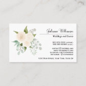 アイボリーエレガントまたはピーチウォーターの色のバラと緑 名刺 (正面)