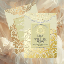 アイボリーエレガントアートデコダイアモンドモノグラ結婚ム