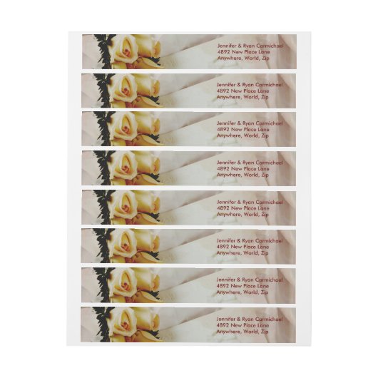 アイボリーエレガントイエローローズラップ住所 シール ラップアラウンド宛名ラベル (シート)