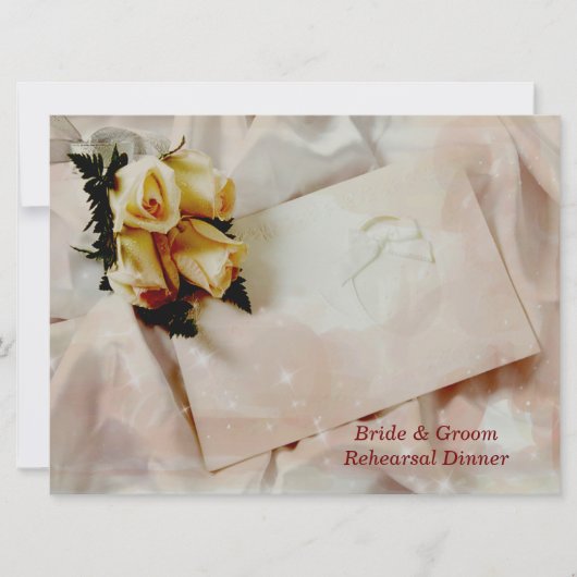 アイボリーエレガントイエローローズリハーサルディナーHカード 招待状 (正面)