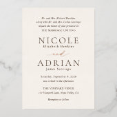 アイボリーエレガントウェディング 箔招待状 (正面)