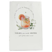 アイボリーエレガントオレンジグリーンカクテルブライダルシャワー ミディアムペーパーバッグ (正面)