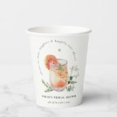 アイボリーエレガントオレンジグリーンカクテルブライダルシャワー 紙コップ (裏面)