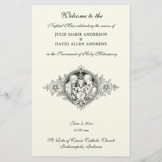 アイボリーエレガントカトリック結婚式 プログラム文具 便箋 (正面)