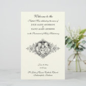 アイボリーエレガントカトリック結婚式 プログラム文具 便箋 (スタンド正面)