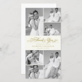 アイボリーエレガントスカロップバンド6フォトシック結婚ズ サンキューカード (正面/裏面)