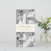 アイボリーエレガントスカロップバンド6フォトシック結婚ズ サンキューカード (スタンド正面)