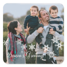 アイボリーエレガントスノーフレークスホリデーフォトシール