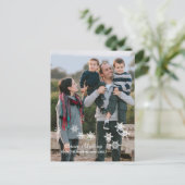 アイボリーエレガントスノーフレークChristmas写真はがき シーズンポストカード (スタンド正面)