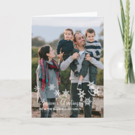 アイボリーエレガントスノーフレークChristmas Photo Card シーズンカード