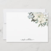 アイボリーエレガントセージ水カラーフローラ ノートカード (正面)