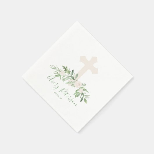 アイボリーエレガントバラは最初の聖餐式を横断する スタンダードカクテルナプキン (角)