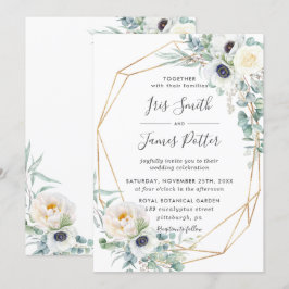 アイボリーエレガントバラフローラユーカリ結婚ス 招待状