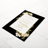 アイボリーエレガントバラブラックラックス 箔招待状 (回転した状態)